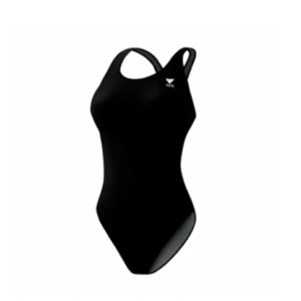 TYR Sport Women's Solid Maxback Swim Suit (Black, 32)